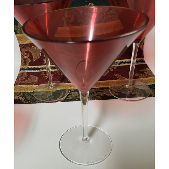 Martini Glasses Ruby Red/Cranberry Martini Glasses Set Of 4 Plastic Glasses - Picture 6 of 6